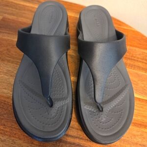 Crocs Boca Wedge Woman's Black Flip Flops